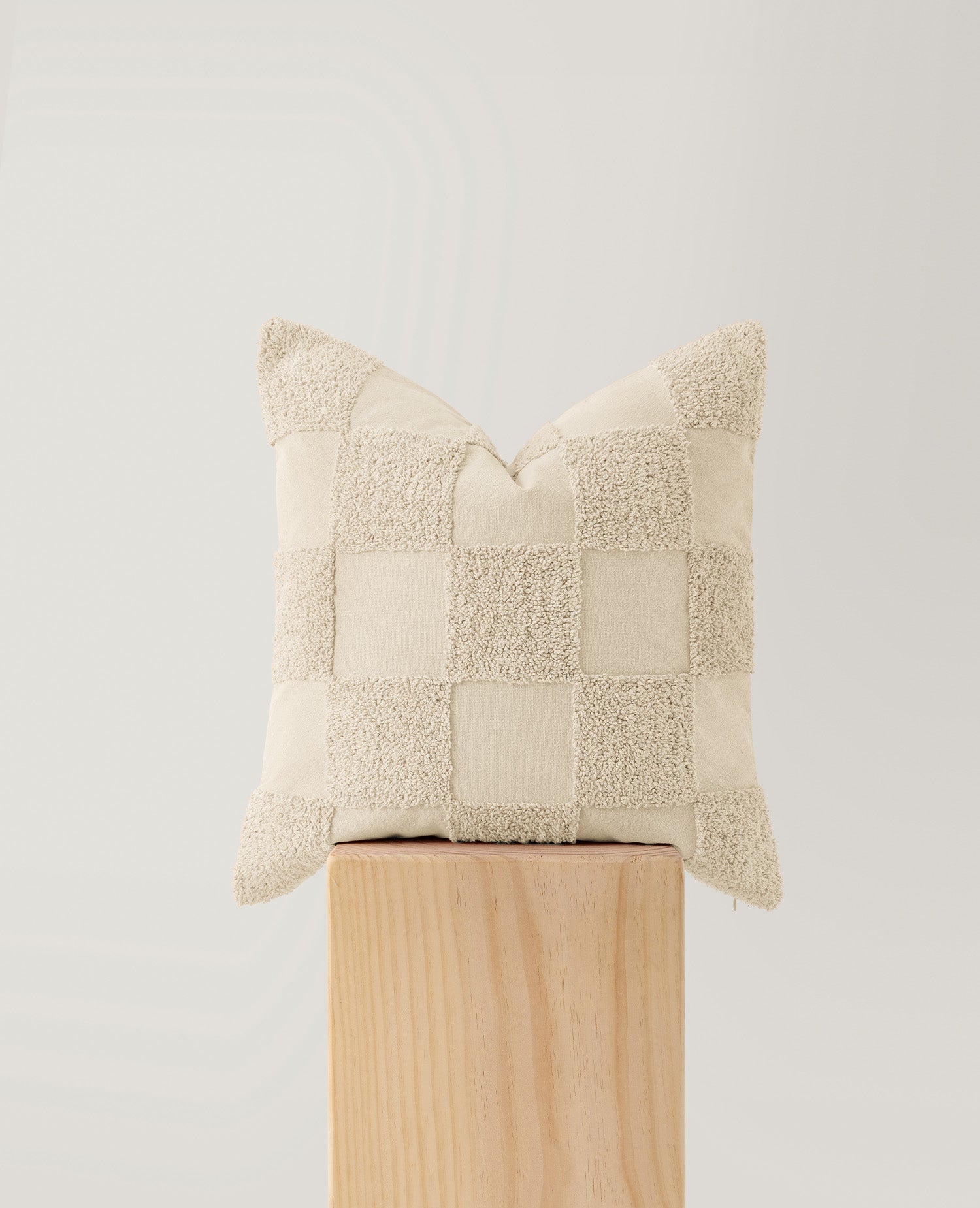 Tufted Checkered Cotton Throw Pillow Cover