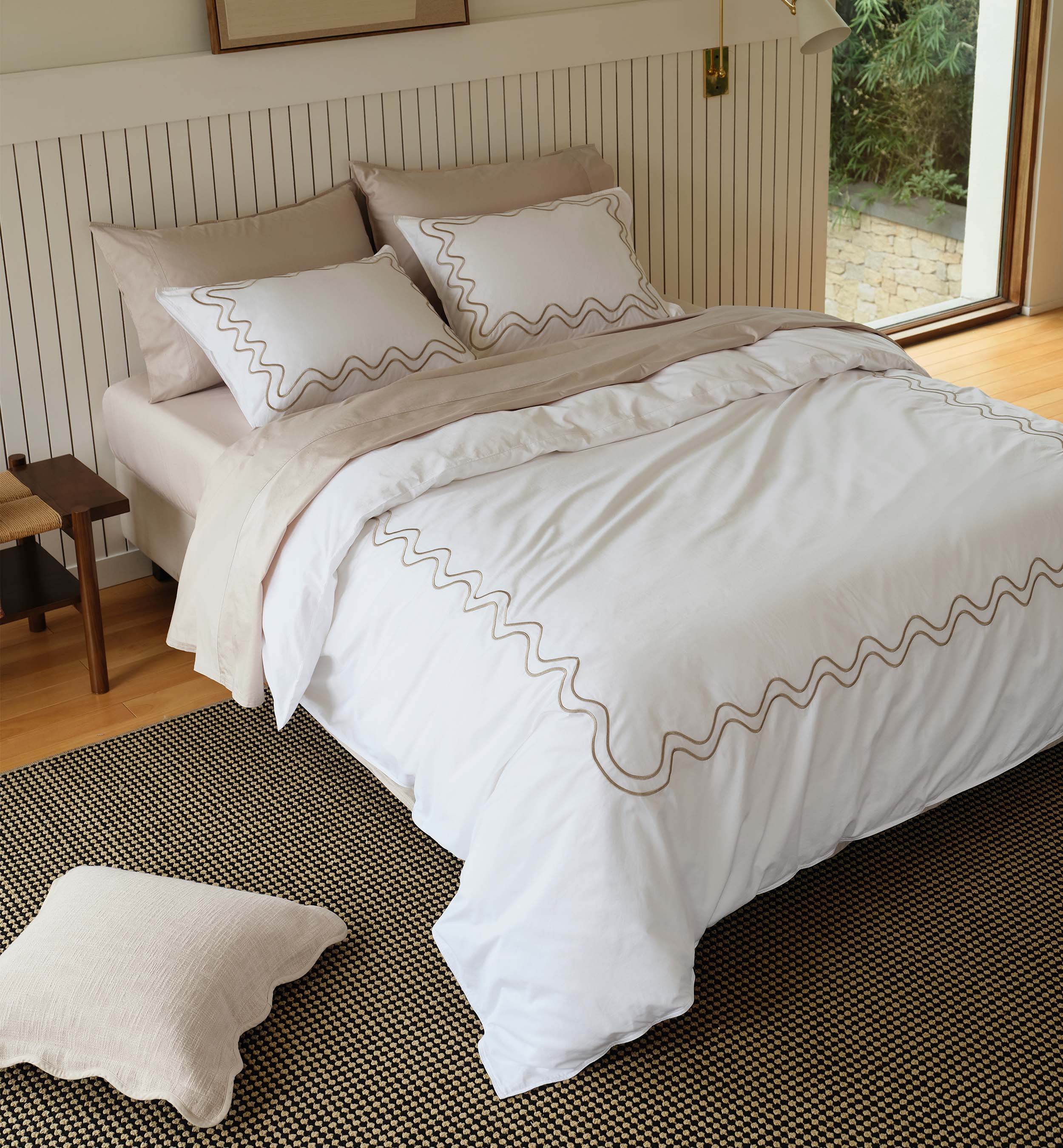 Pure Supima Cotton Sateen Embroidered Duvet Cover Set