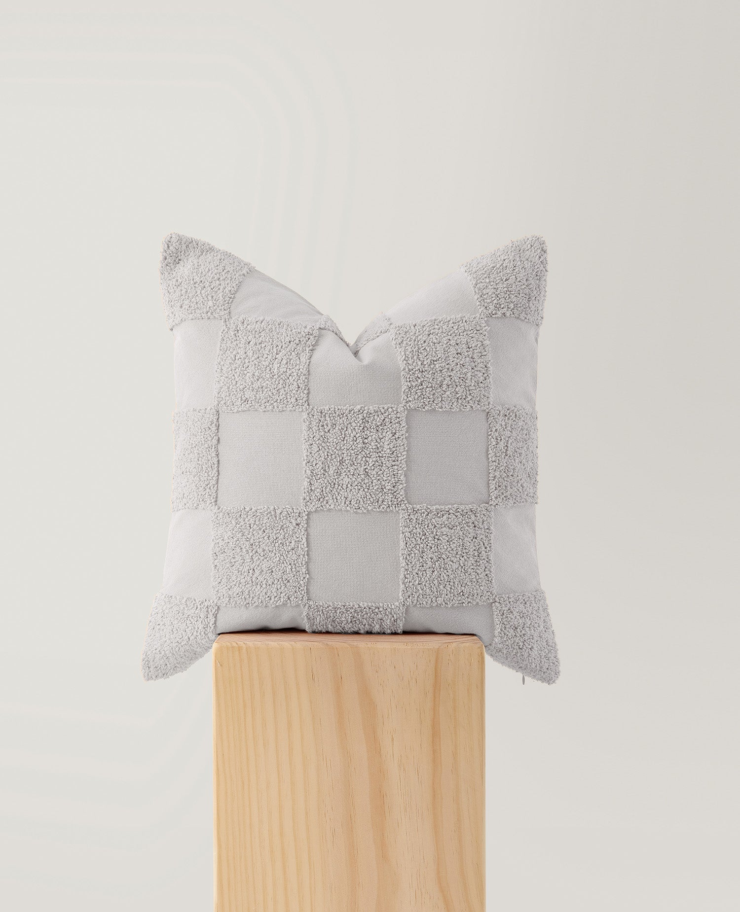 Tufted Checkered Cotton Throw Pillow Cover