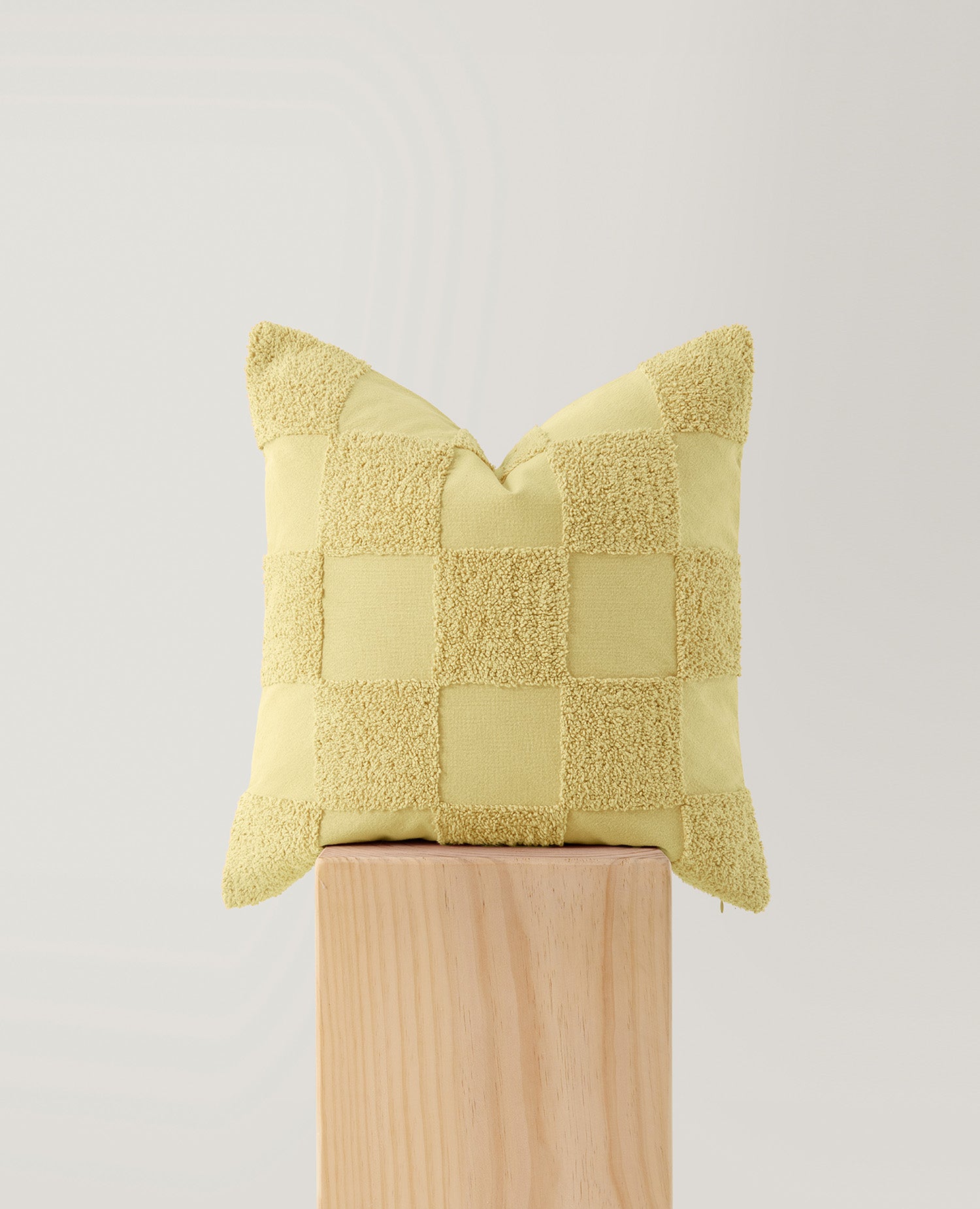 Tufted Checkered Cotton Throw Pillow Cover