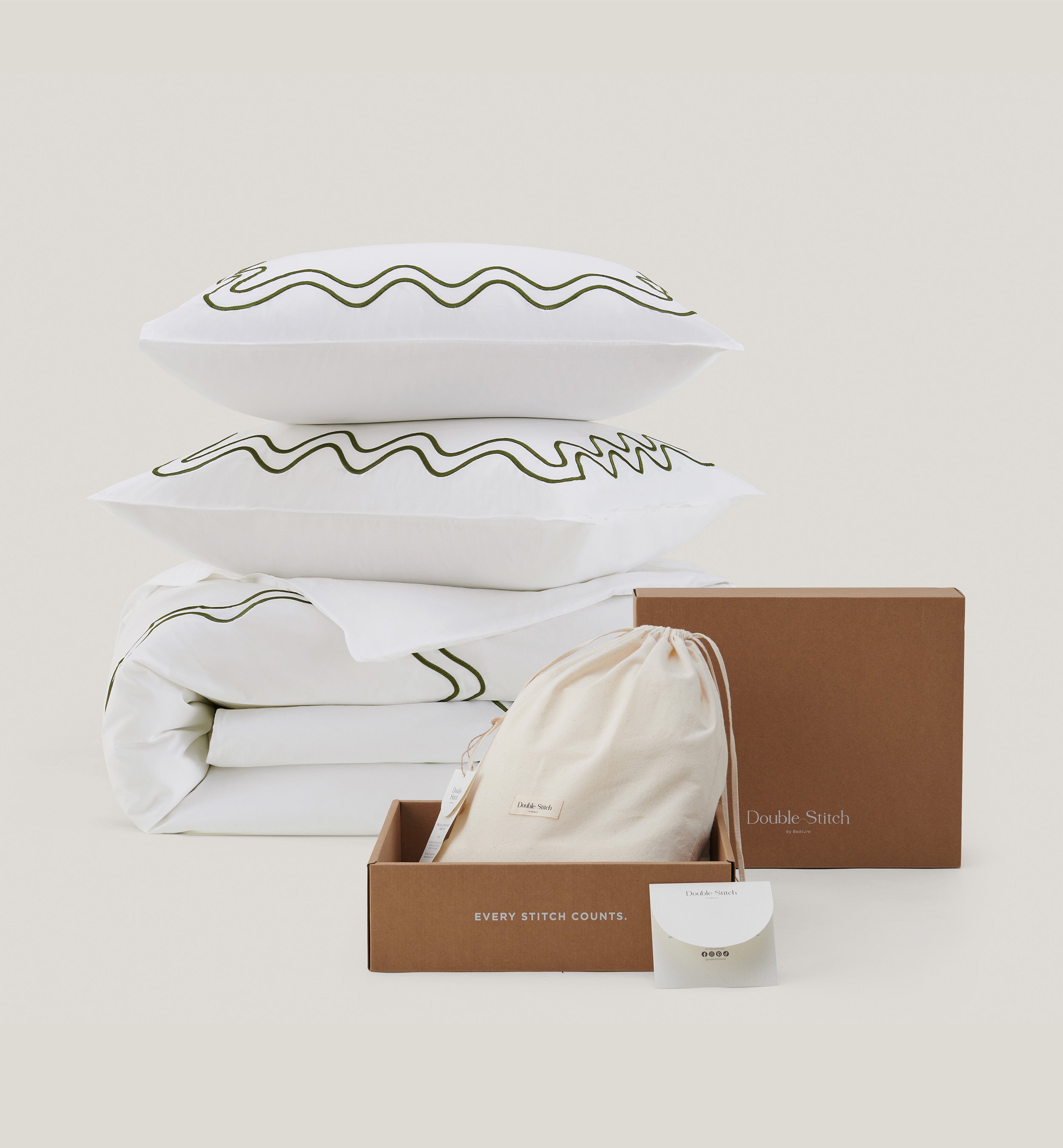 Pure Supima Cotton Sateen Embroidered Duvet Cover Set