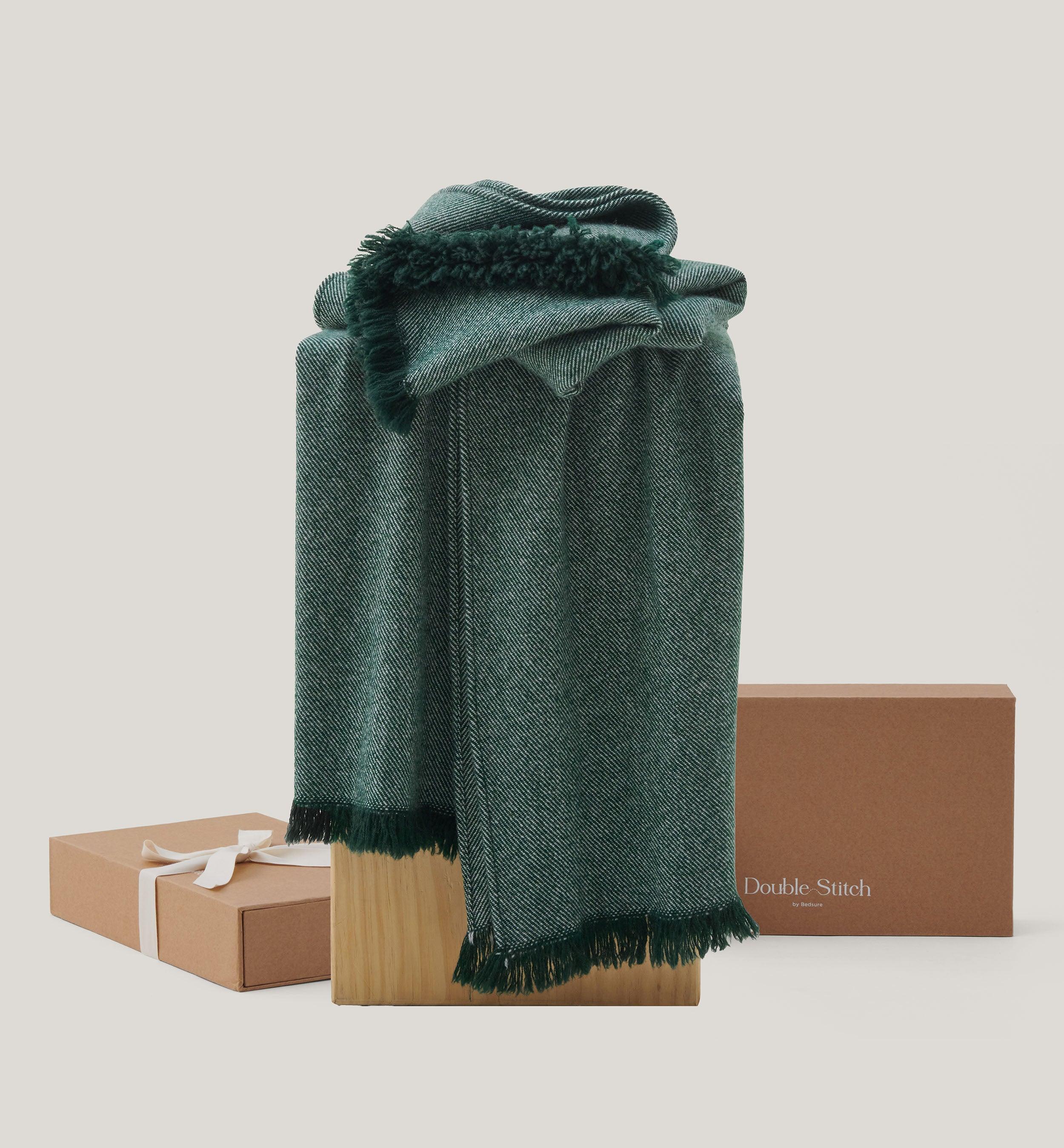 Mongolian Cashmere Wool Twill Throw Blanket - Double Stitch By Bedsure