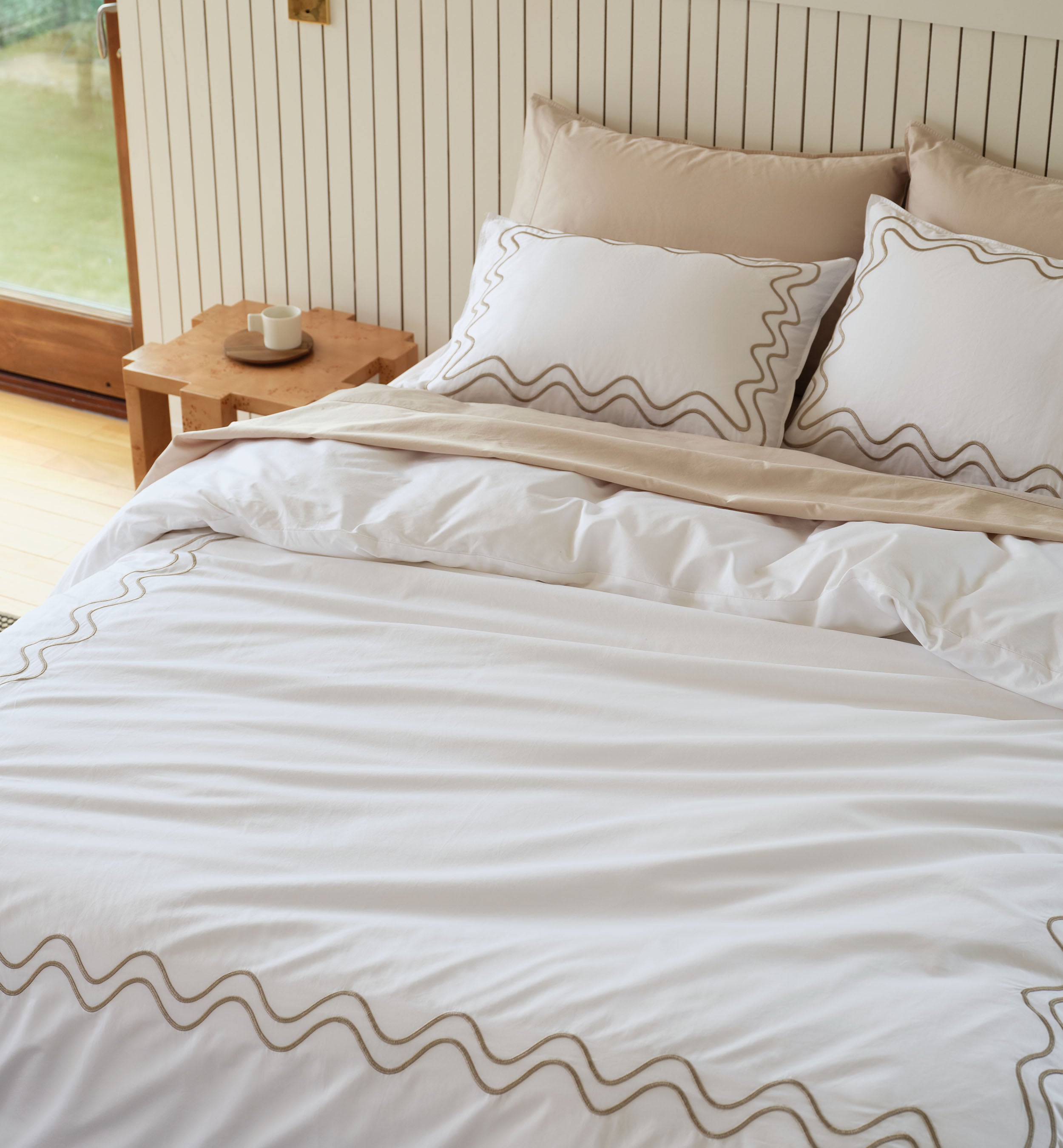 Pure Supima Cotton Sateen Embroidered Duvet Cover Set