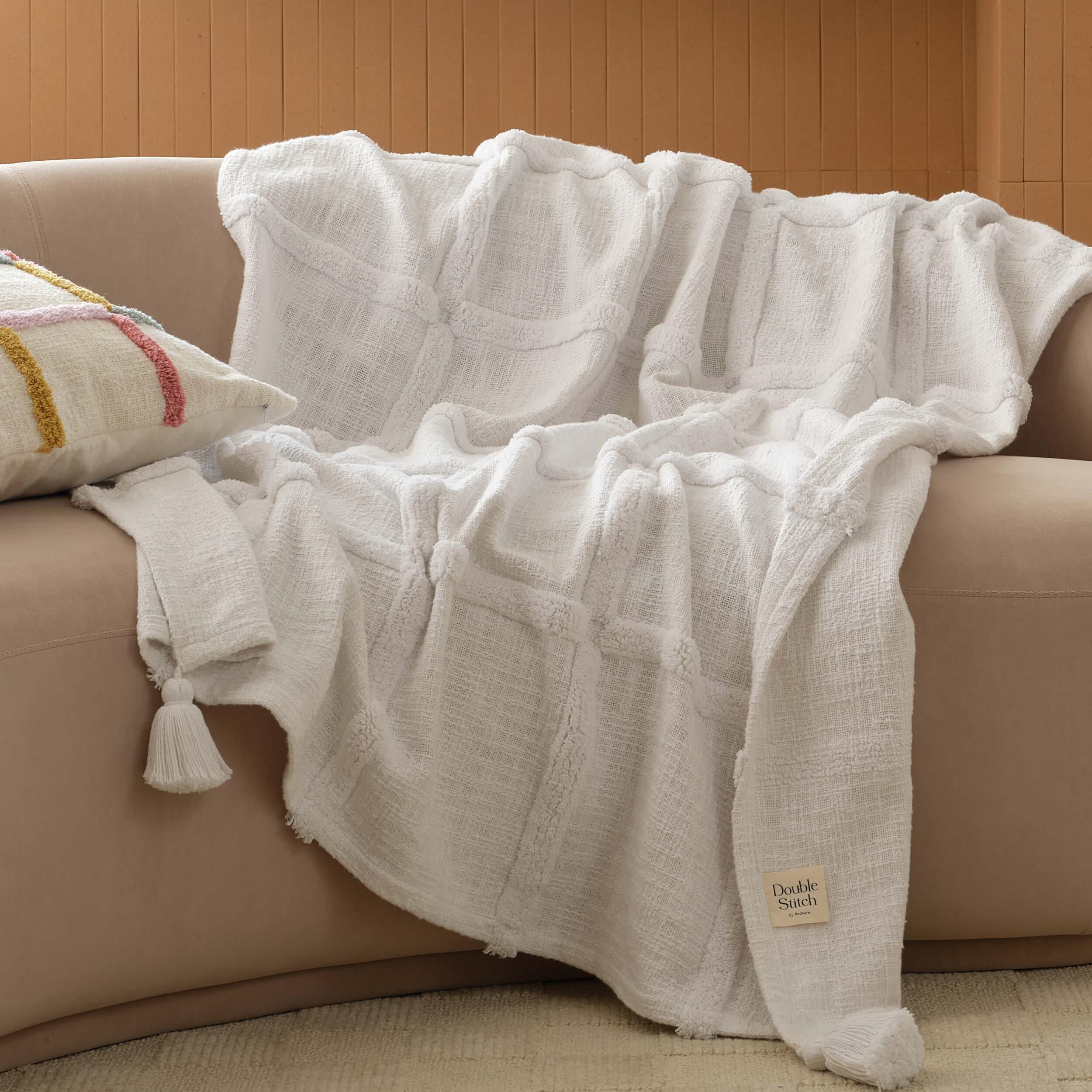 Tufted Boho Cotton Throw Blanket - Double Stitch By Bedsure