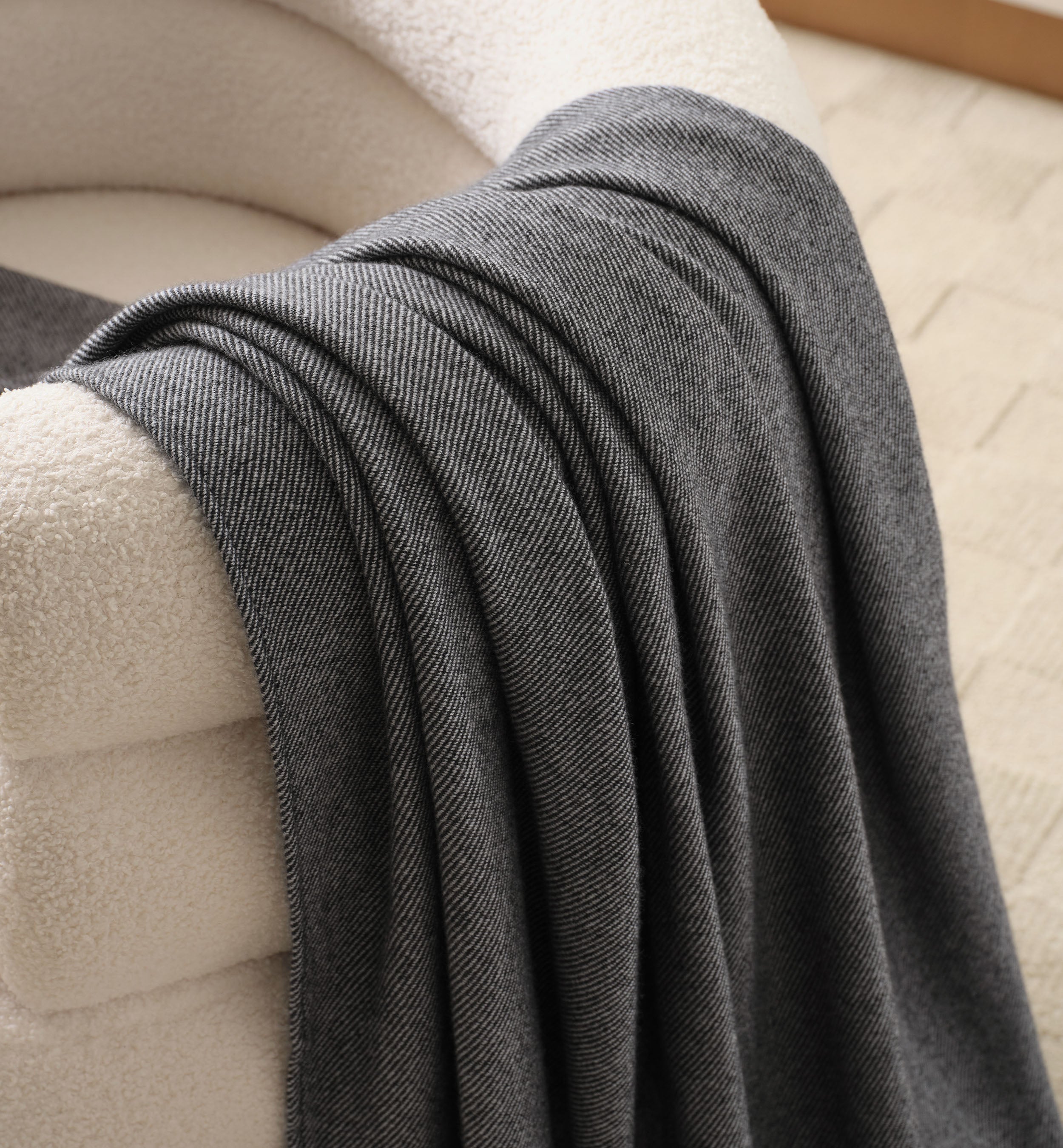 Mongolian Cashmere Wool Twill Throw Blanket - Double Stitch By Bedsure