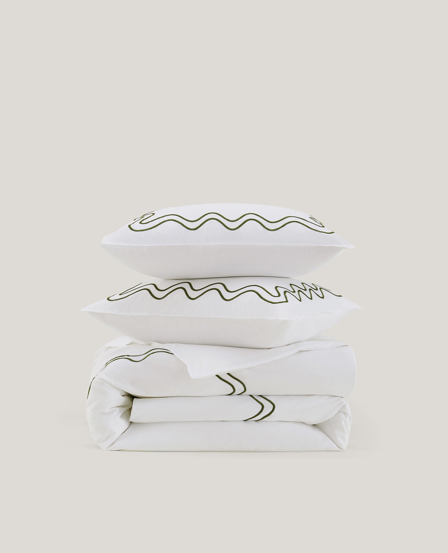 Pure Supima Cotton Sateen Embroidered Duvet Cover Set