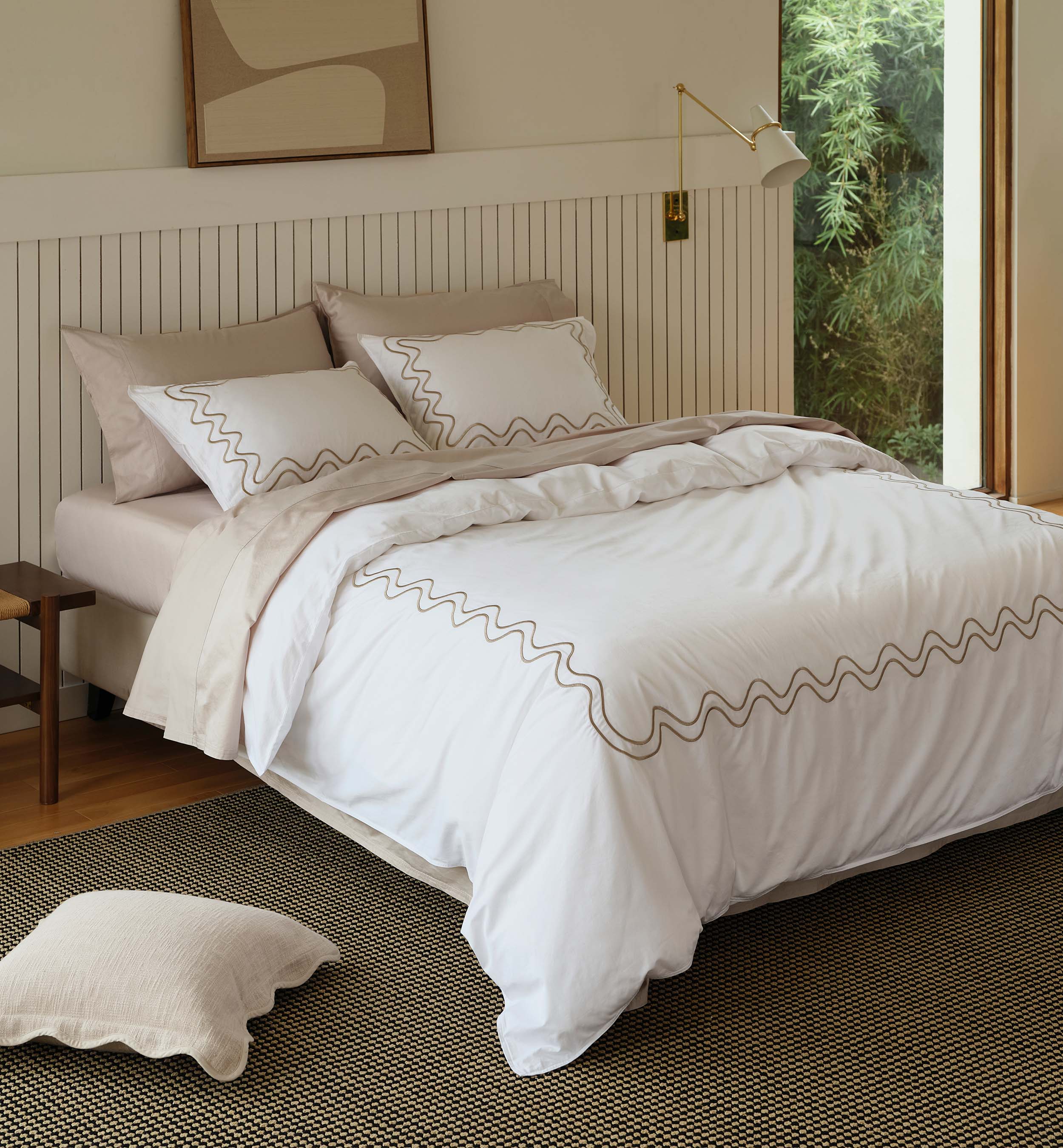 Pure Supima Cotton Sateen Embroidered Duvet Cover Set