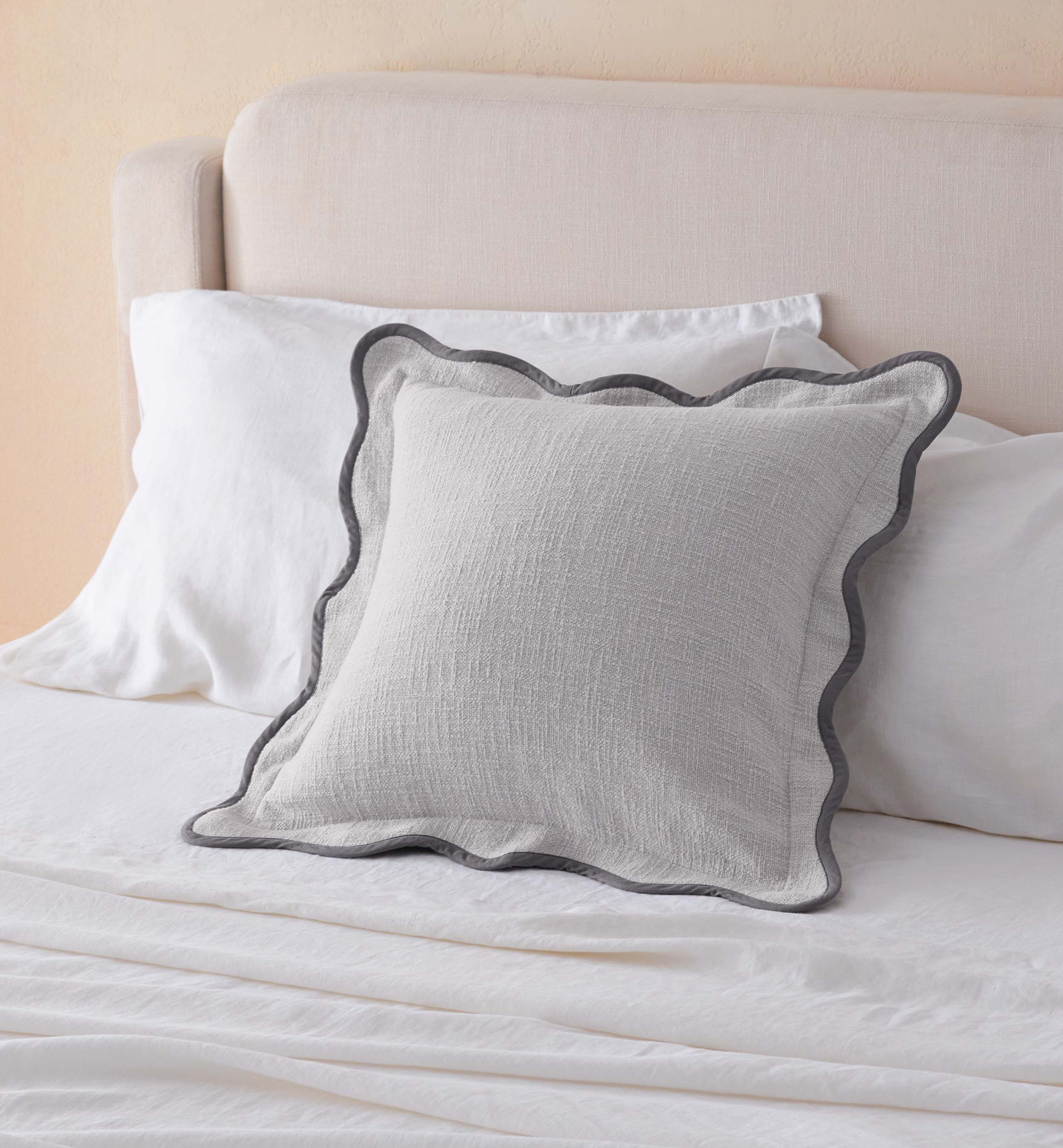 Cotton Scalloped Throw Pillow Cover