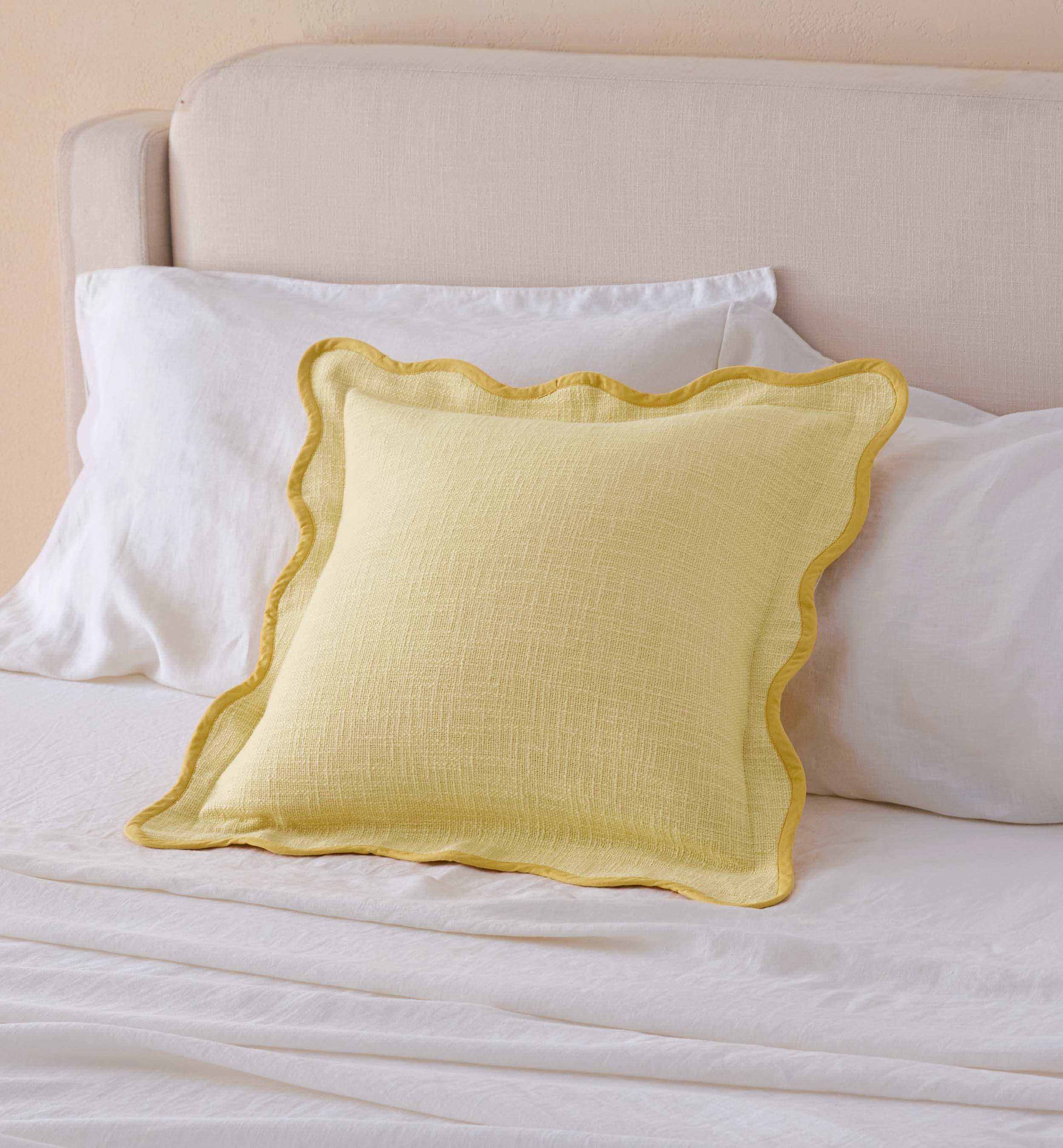 Cotton Scalloped Throw Pillow Cover