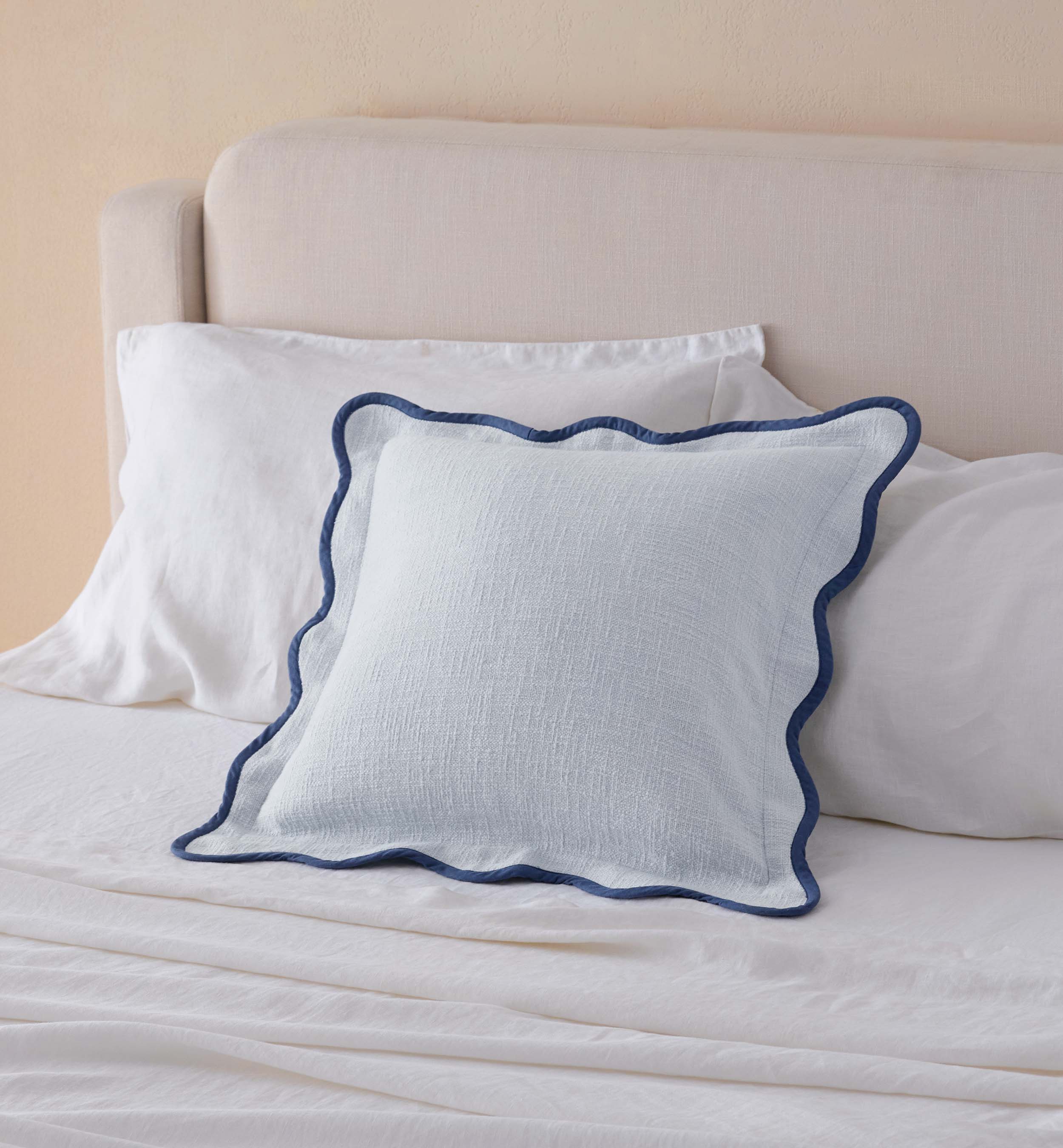 Cotton Scalloped Throw Pillow Cover