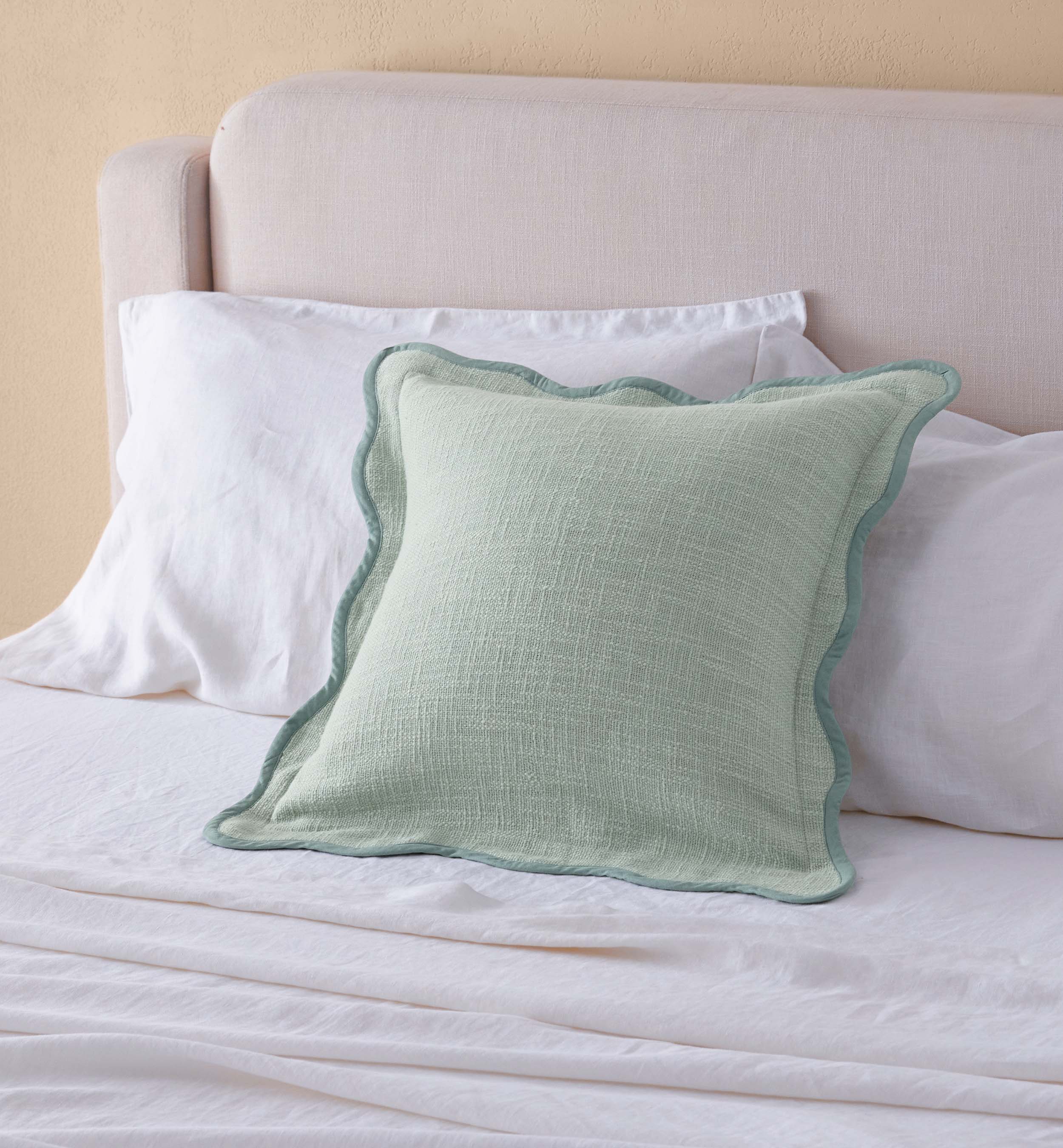 Cotton Scalloped Throw Pillow Cover