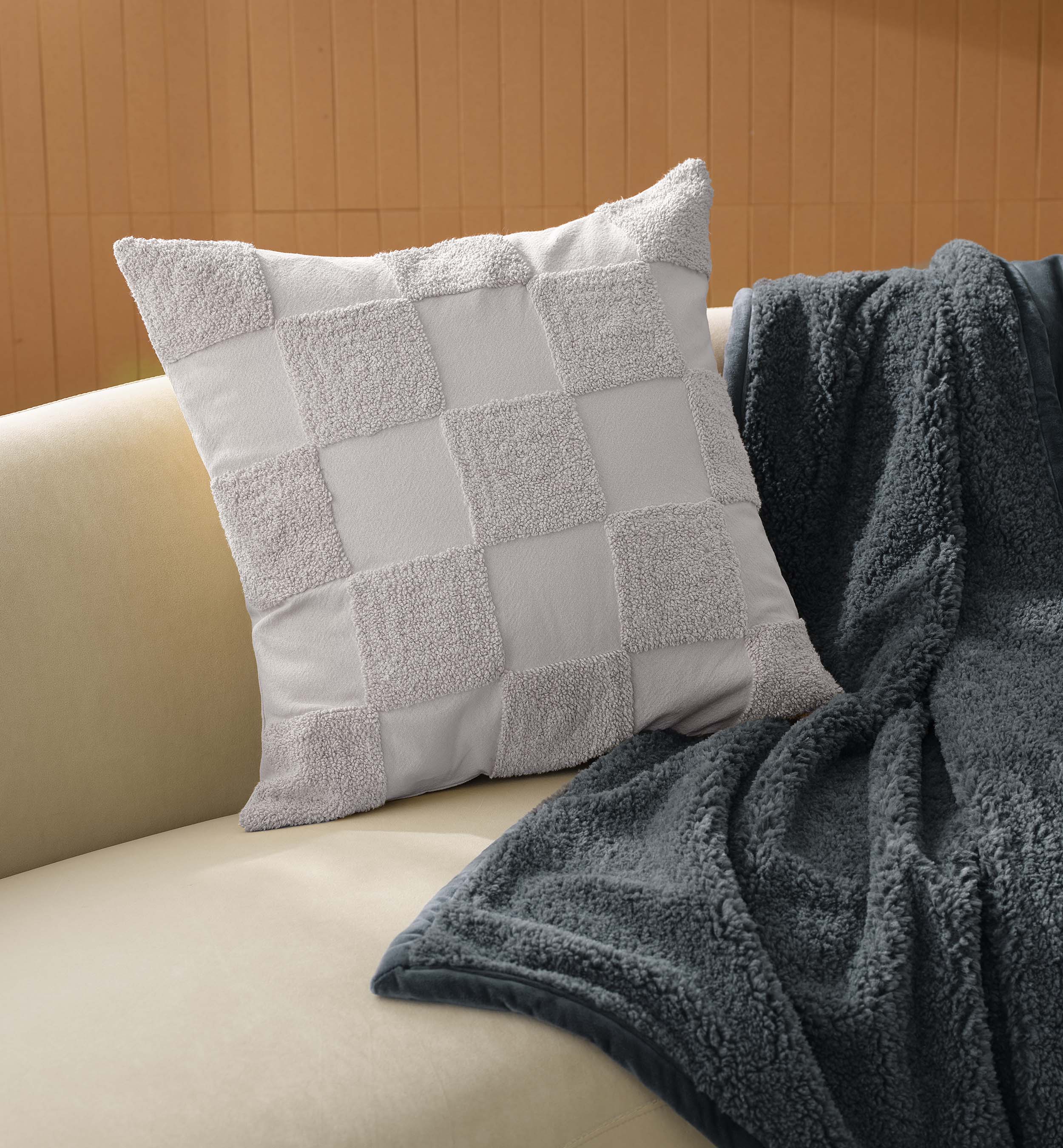 Tufted Checkered Cotton Throw Pillow Cover