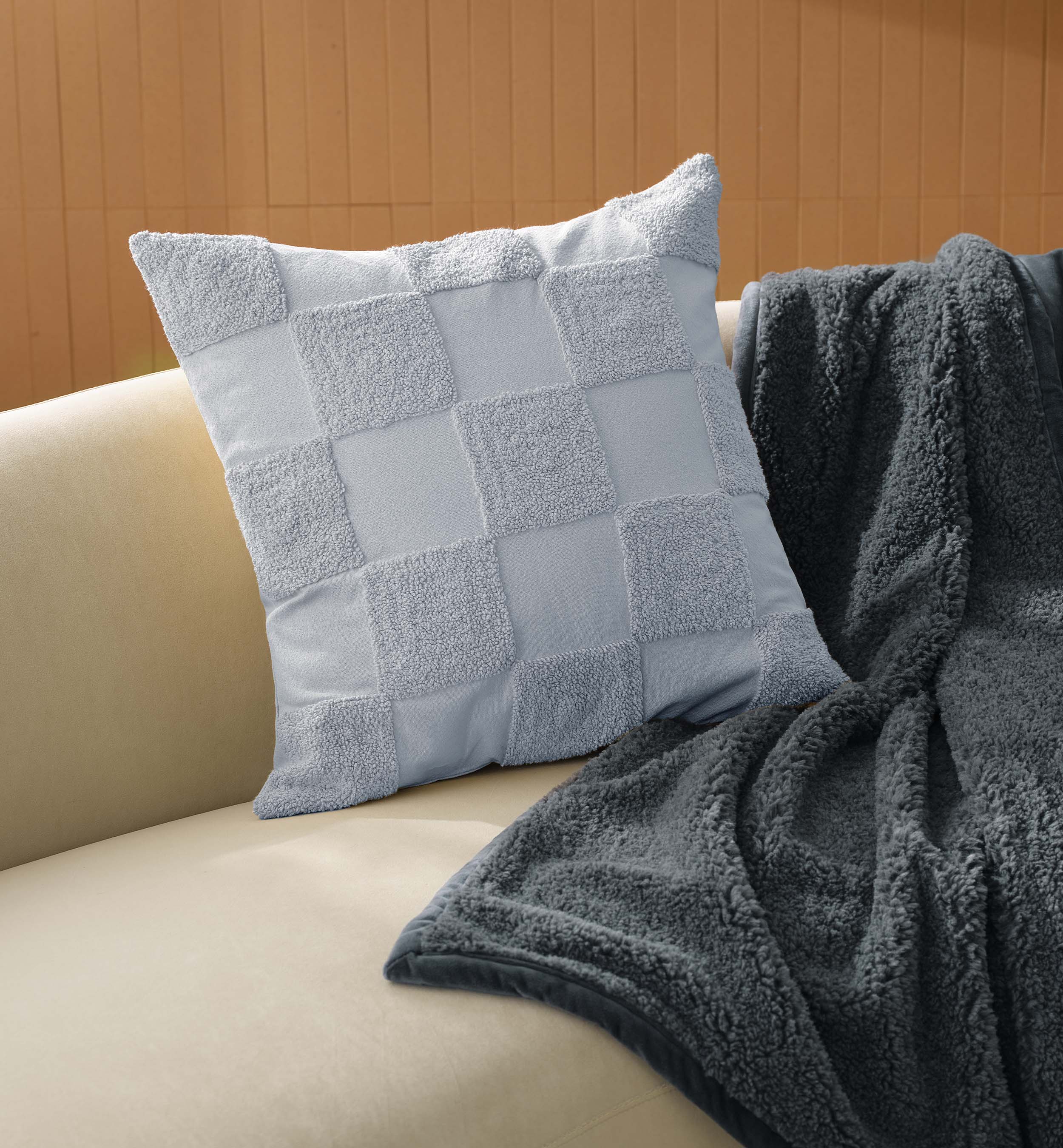 Tufted Checkered Cotton Throw Pillow Cover