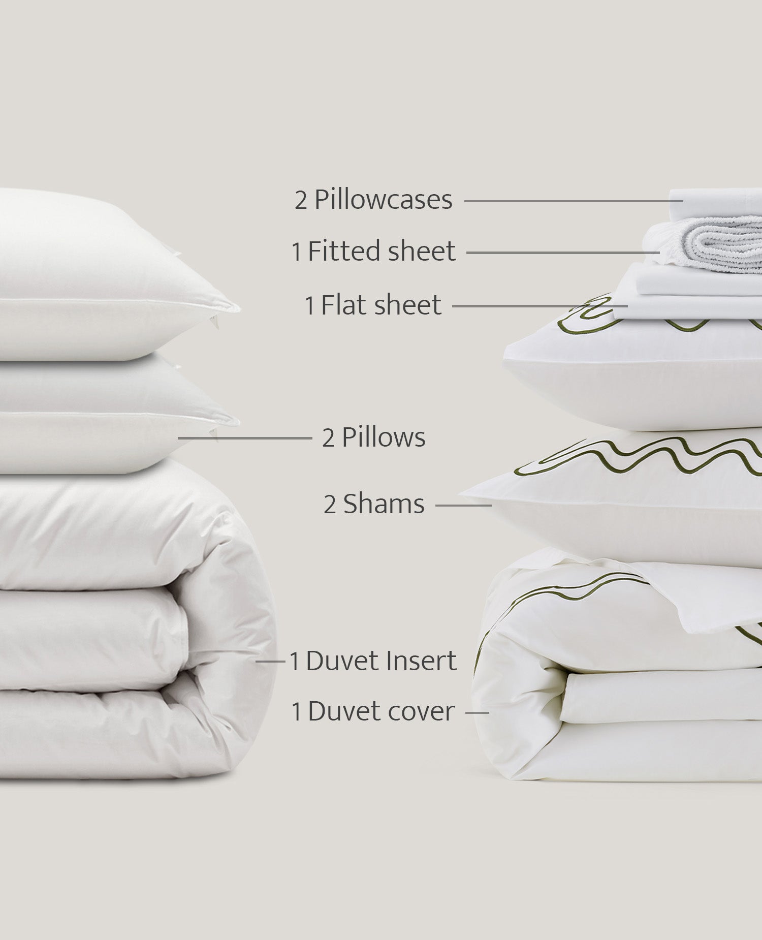 Pure Supima Cotton Sateen Embroidered All-in-one Bundle